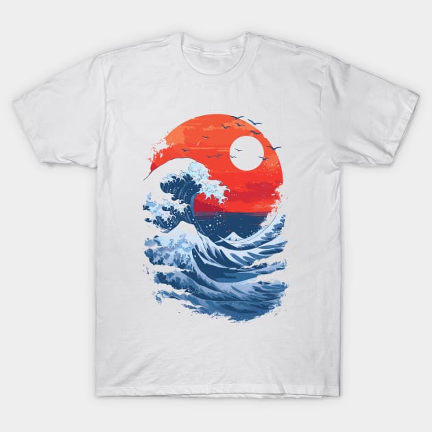 Summer Great Wave off Kanagawa by Hokusai T-Shirt by Sitchko